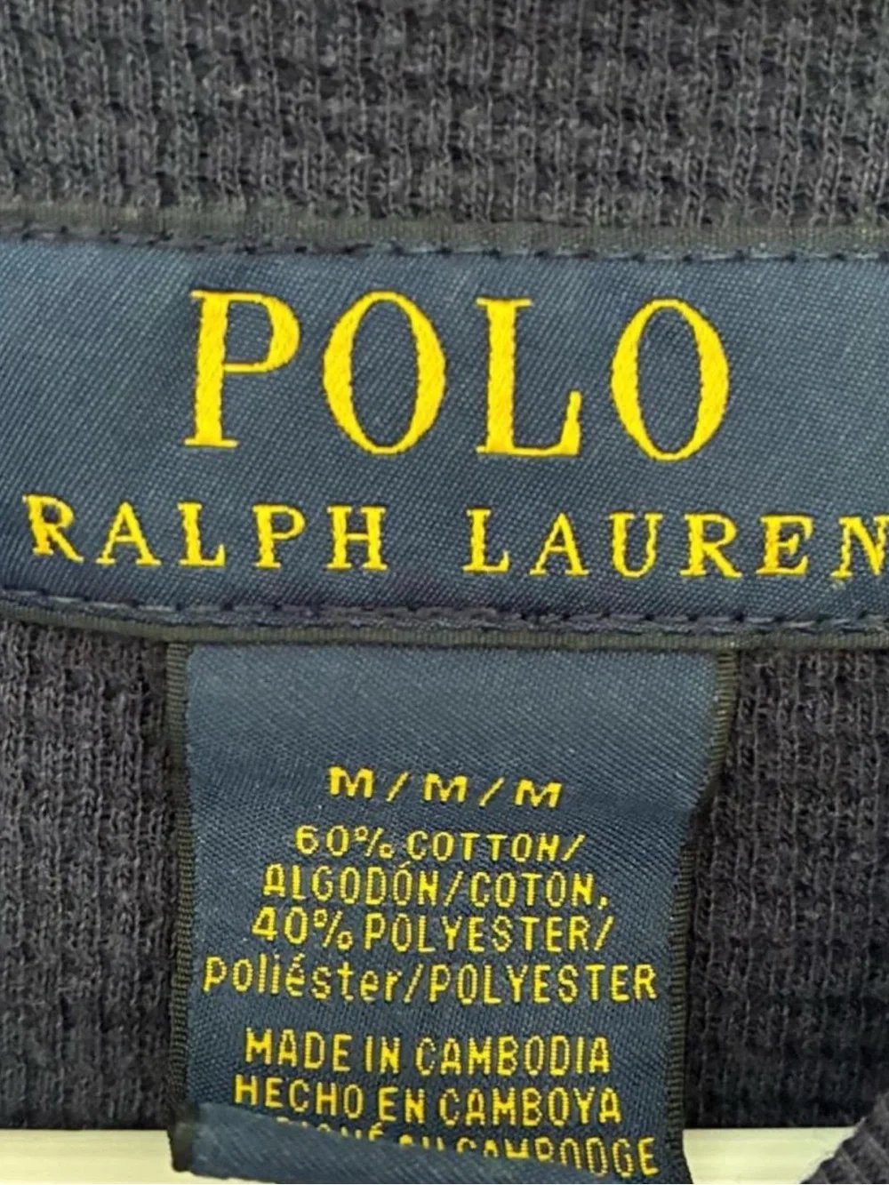 Polo by Ralph Lauren Men’s Navy Long-Sleeve Waffle Knit Crewneck size M
